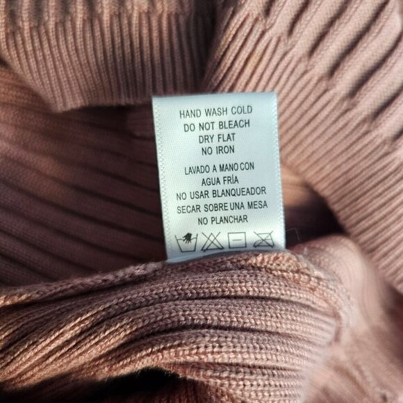 Love Tree Blush Pink Sweater Dress Sz L Blouson Waist Off Shoulder Surplice Neck - Picture 7 of 10